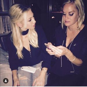 L’academie black tie neck top NWOT